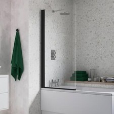 Square Bath Screen Matt Black