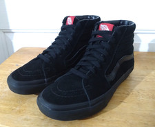 Vans Sk8 Hi Off The Wall Black Leather Suede Unisex Trainers Skate Shoes UK-4