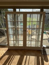 Pair Of Traditional Wooden Glass Panelled Interior Doors