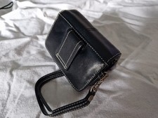 Camera Case With Hand Strap Black With White Stich Design