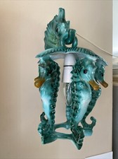 Vintage  Italian Majolica Wall Light Retro Mid Century 60s Seahorses