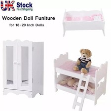 18-20 Inch Doll Closet Wardrobe/Bunk Bed/Cradle Crib Cot Dolls Wooden Furniture
