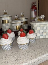 MacKenzie Childs Sterling Check Style Artificial Cupcakes
