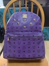 MCM Purple Leather Student Backpack Large Studied