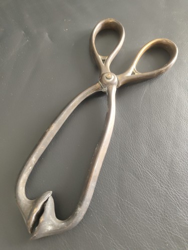 Antique brass tongs for coal - antique,