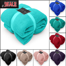 Popcorn Throws Extra Soft Fleece Blanket For Sofa Bed Single Double King Size