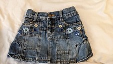 Girls Blue Denim Skirt With Embroidered Flowers Age 3 (2-3-4) By Gap 