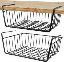 2PCS LARGE UNDER SHELF STORAGE BASKET RACK KITCHEN CUPBOARD ORGANISER HEAVY DUTY