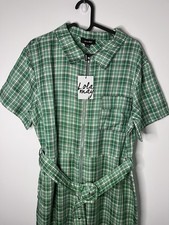 Lola May green plaid belted jumpsuit BNWT uk 16