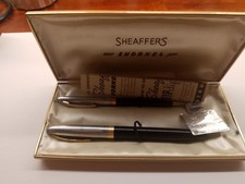 Vintage 1955 Boxed Sheaffer Snorkel Pen /Pencil Set Palladium Silver Triumph Nib