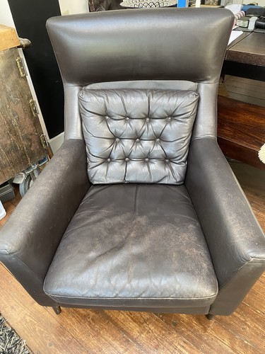 Brown leather armchair - brown,