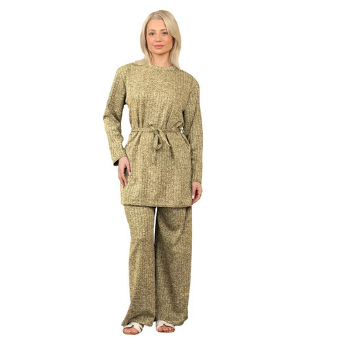 Ladies needle ribbed belted - ladies,