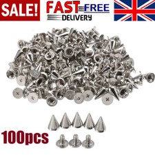 100Pcs 10mm Punk Cone Spikes Screwback Studs for DIY Leather Clothing Jacket NEW