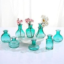 Small Glass Green Vase Set of