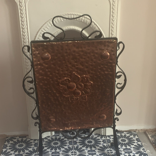 Hammered copper fireplace fire - copper,