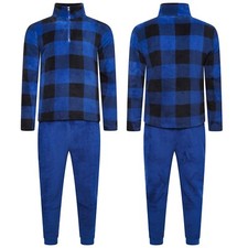 Mens Pyjama Set Fleece Pjs Top Bottoms Long Sleeve Pj Nightwear Loungewear