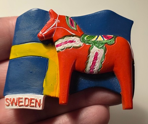 Sweden dala horse magnet - 3d,