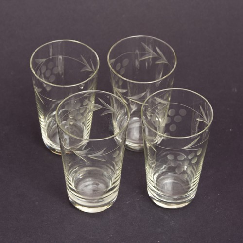 Set vintage etched glass - etched,