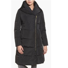 Cole Haan Down & Feather Coat, Pillow Collar, Black, Medium (8/10), NWT