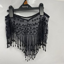 beaded collar Shawl Black Evening Wear Floral Vintage Victorian Edwardian