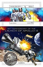 APOLLO 13 NASA Astronauts / Moon Mission Space 1v-Stamp Sheet #2 (2020 Maldives)