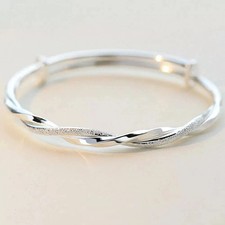 Women 925 Sterling Silver Bracelet Bangle Ladies Jewelry Christmas Gift For-Her*