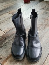 FLY LONDON RENO BLACK LEATHER CHELSEA ANKLE BOOTS SIZE 38 / 5