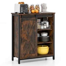 70cm Farmhouse Accent Storage Cabinet Rustic Sideboard w/ Sliding Barn Door