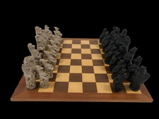 Unique Handcrafted Animal Themed Chess Set with Large Board - 745UNDTBL