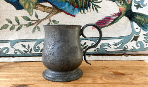 Antique etched pint - etched, 1/2