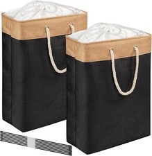 2 Pack Laundry Baskets with Lid, Foldable Washing Baskets for Laundry, Bed