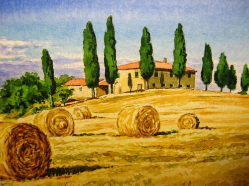 Watercolor painting landscape - painting,