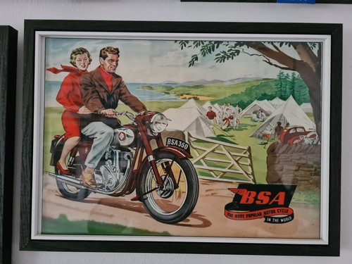 Bsa motorcycle poster art - bsa,