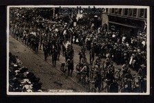 Bradford - Boy Scouts in Street Procession - real photographic postcard