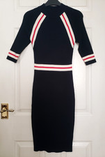 QED LONDON NWOT Size 4-6-8-10 Black Red White Sporty Stretchy Knit Bodycon Dress