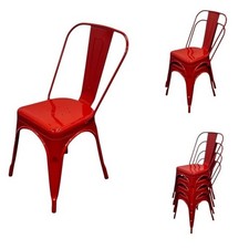 Red Metal Dining Chairs, Red