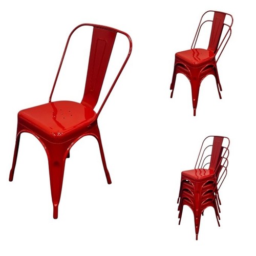 Red metal dining chairs - red,