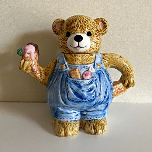 Vintage ceramic bear teapot - vintage,