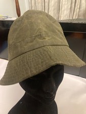 Barbour Waxed Cotton Bucket Hat Sage Green Tartan Lined Fishing Shooting size M