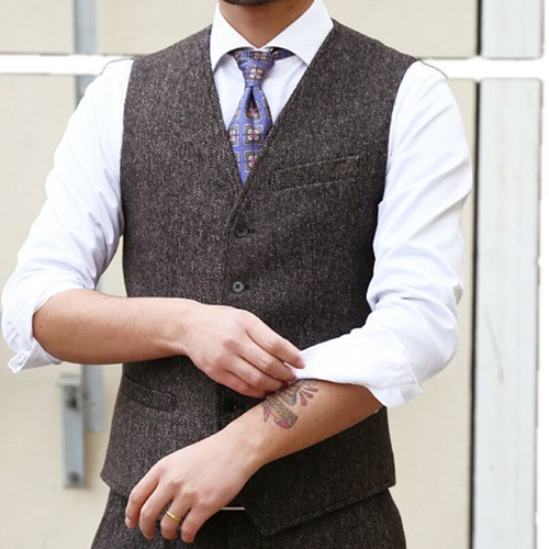 Mens retro tweed waistcoat - mens,