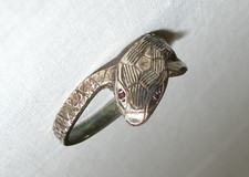 Beautiful Vintage Silver Snake Ring with Red Stone Eyes UK T 1/2 US 10