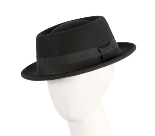 Black felt pork pie - black,