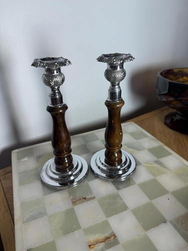 Vintage chrome and treen - chrome,