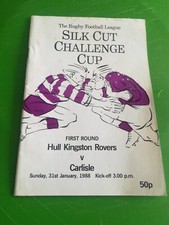 Hull K R v Carlisle Silk Cut Challenge Cup 1 Rugby LG programme. 31.1.1988