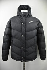 SWIX Down Mens Jacket Windproof Hooded Padded Insulated Black Coat size M