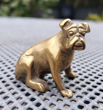 Vintage Solid Brass Boxer Dog Figurine 106g E488
