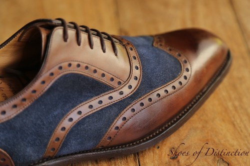 Barker navy blue suede brown - suede,