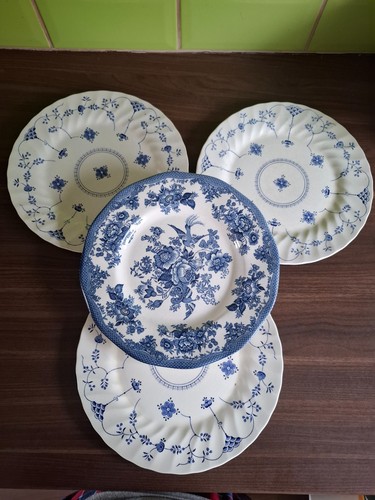 Vintage blue white plates - vintage,