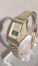 Vintage Microma Digital Watch Gold-Tone Stainless Steel, Swiss Case 29mm