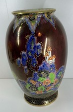 Crown Devon Ruby Lustre Fairytale Castle 7.5"Vase 1930s